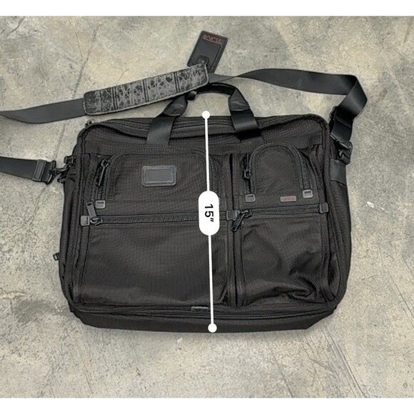 Tumi Alpha Expandable Briefcase Carry Laptop Bag Nylon Black 26160DH - Picture 2 of 15